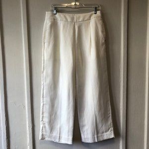 Ivory High-rise pleated pant in linen blend from J. Crew
